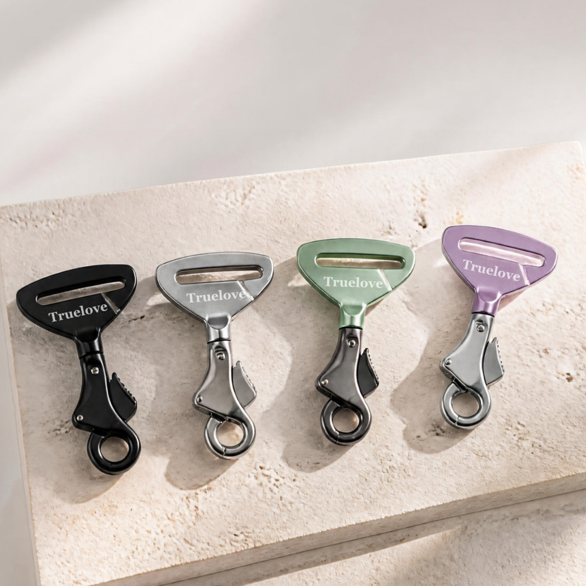 Aluminum seat belt connector for pets in various colours