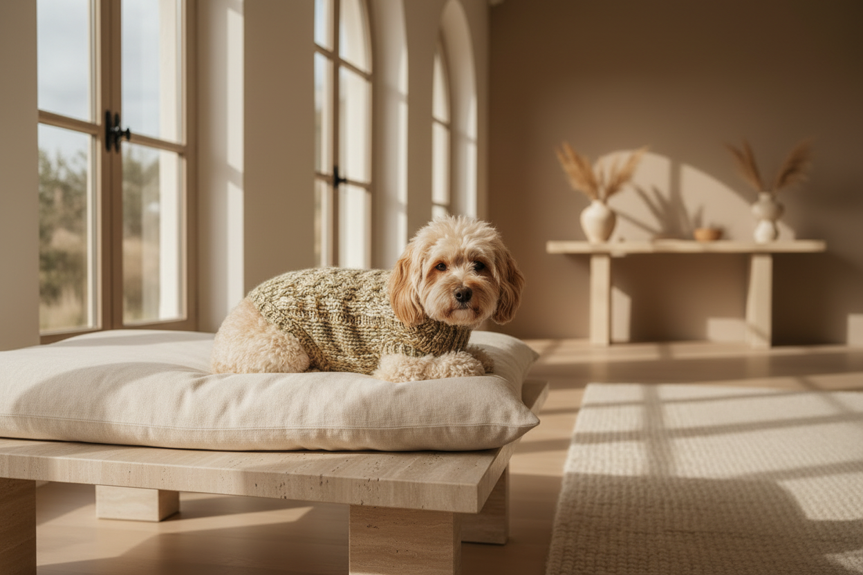 Cavoodle in Knit Sweater — Landscape