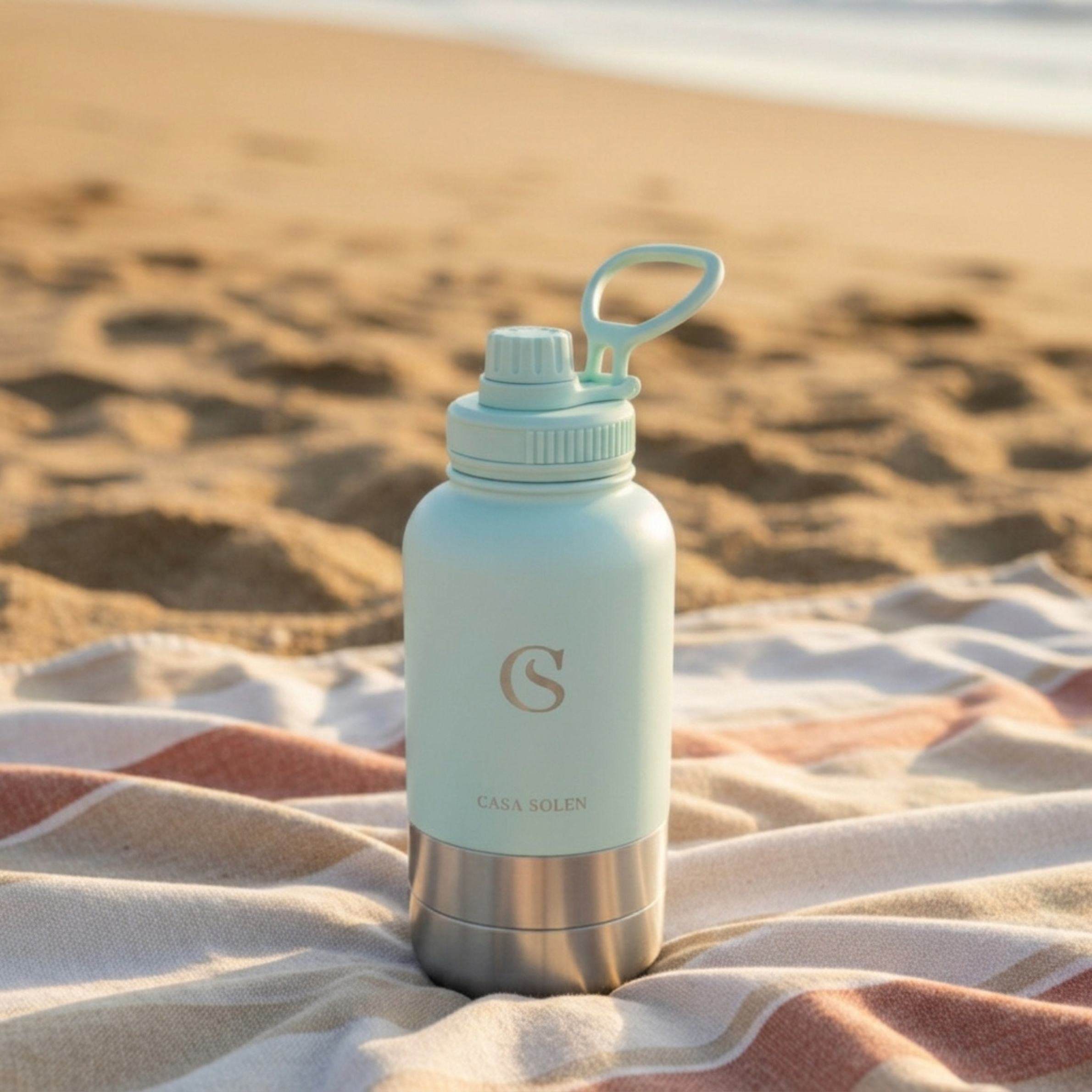Dusty blue pet travel flask with stainless steel
