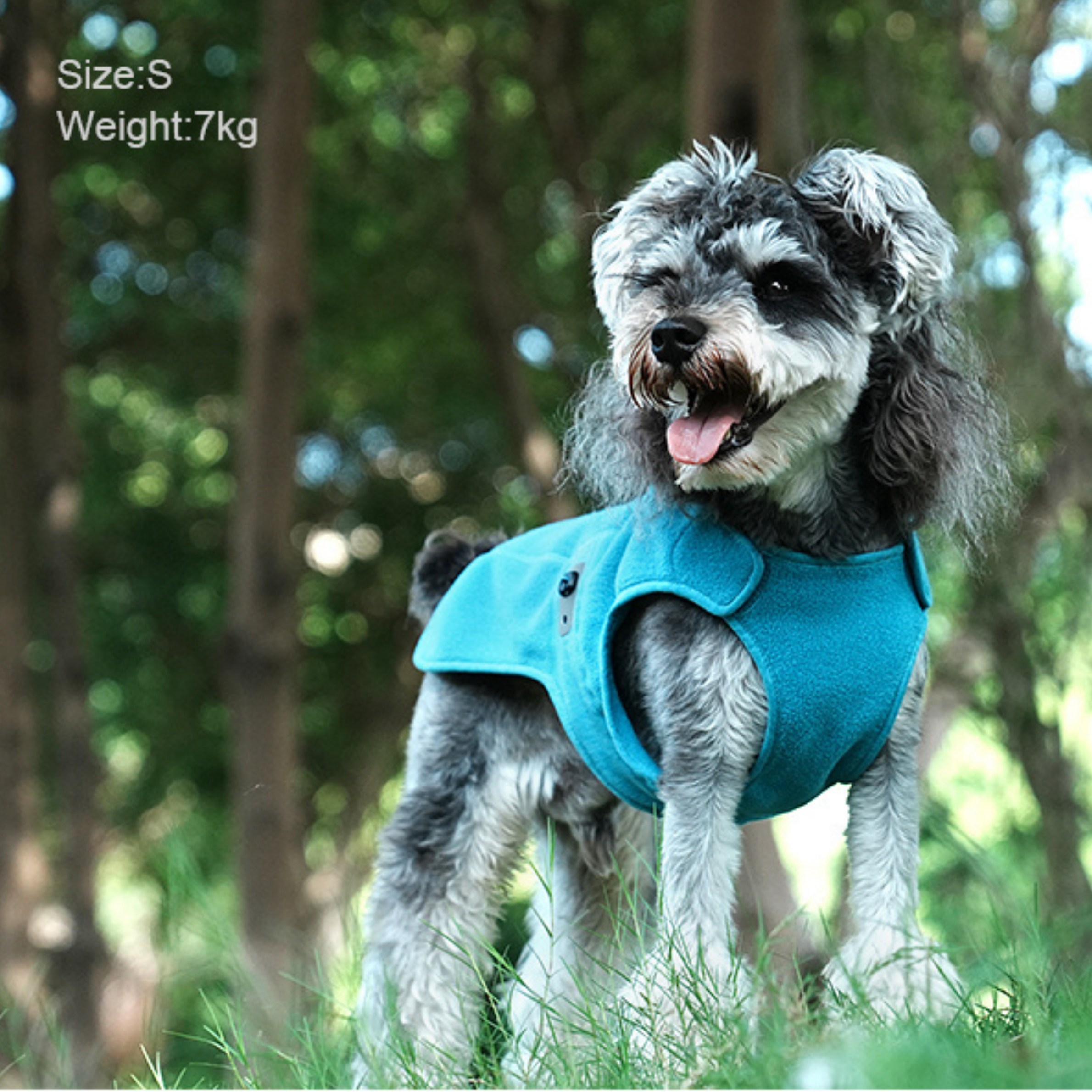 Truelove blue fleece dog jacket with velcro attachments, adjustable strings and reflective logo