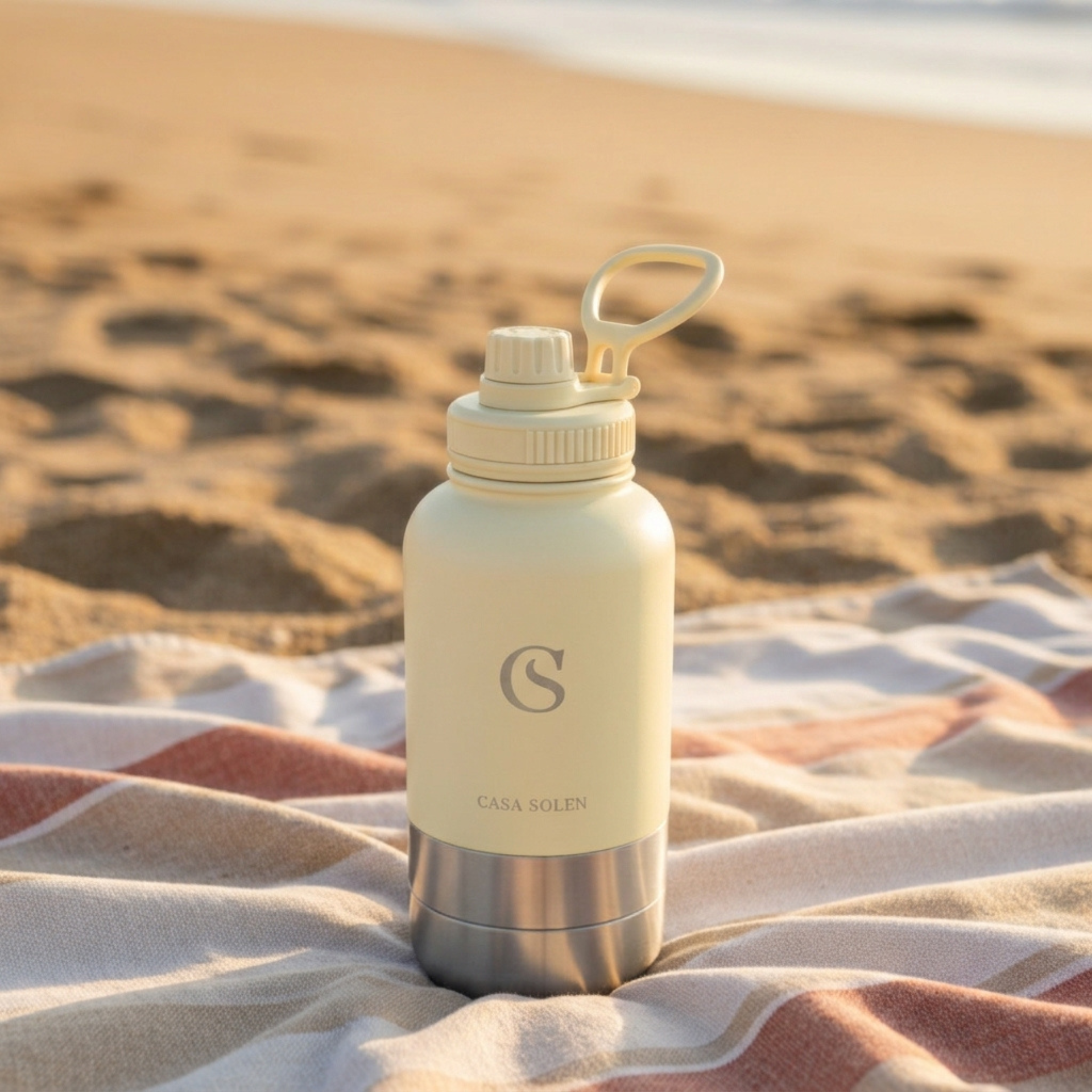 Butter yellow 3-in-1 pet travel flask with carry loop