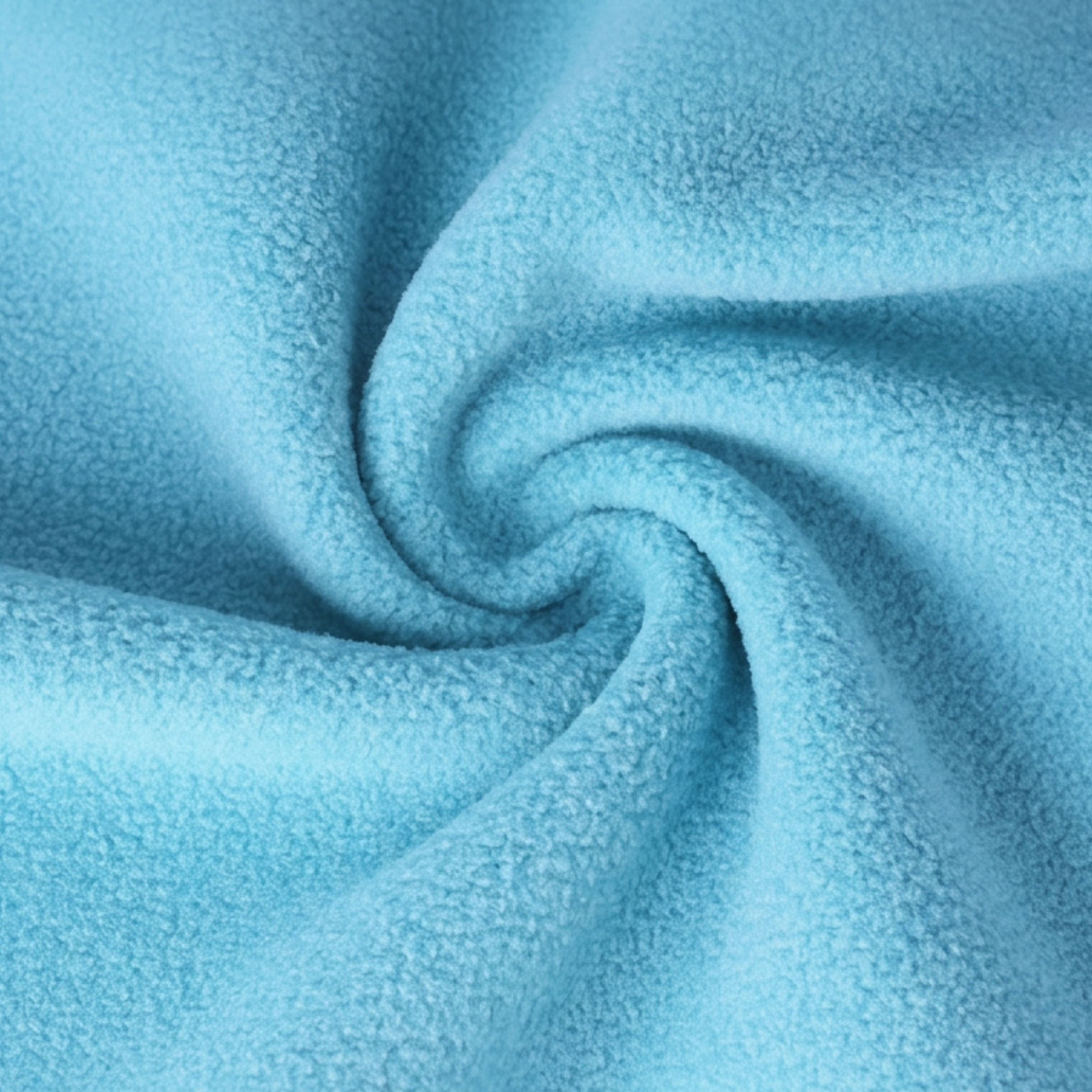 Blue fleece fabric close-up with soft textured pile