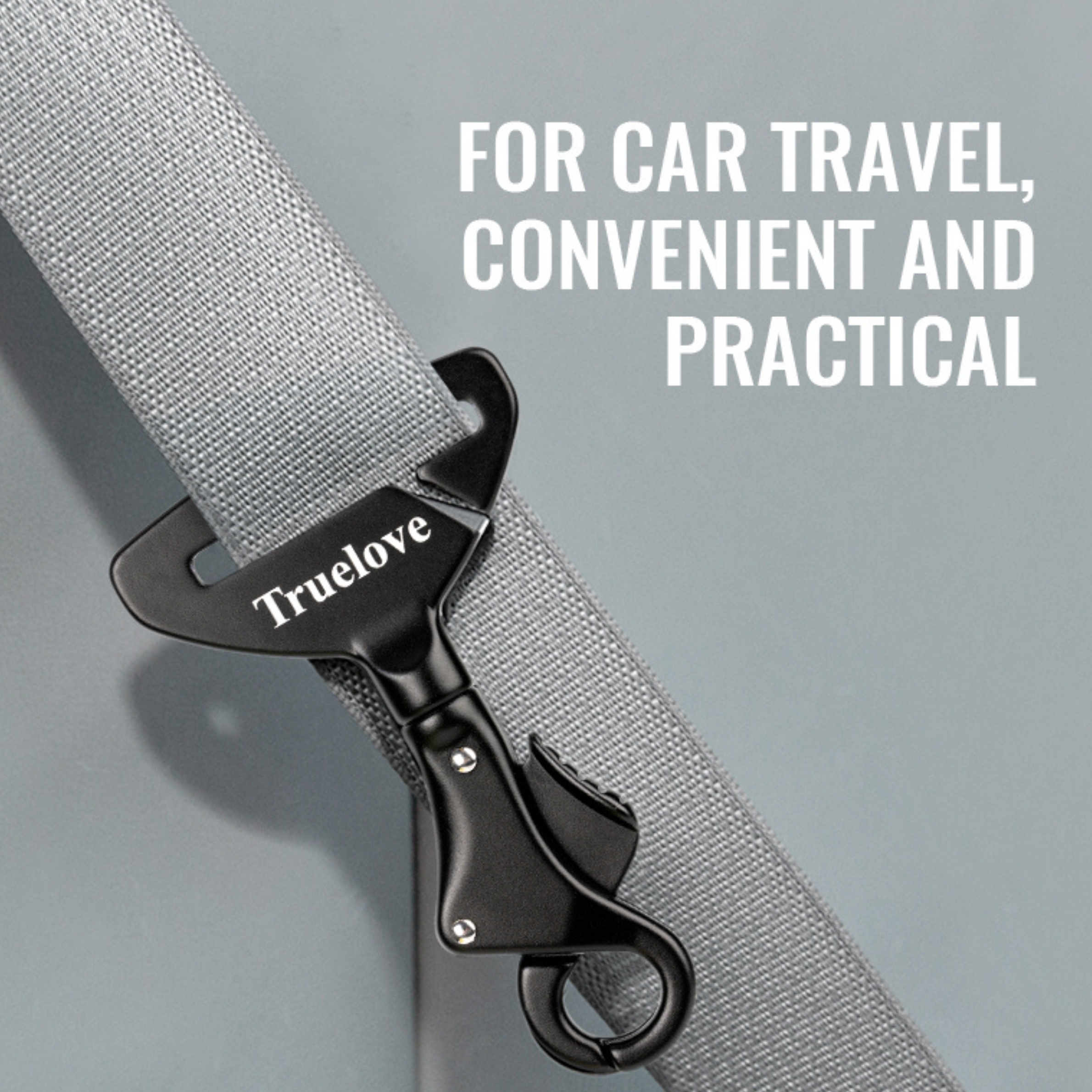 Black seat belt connector clip for pet travel