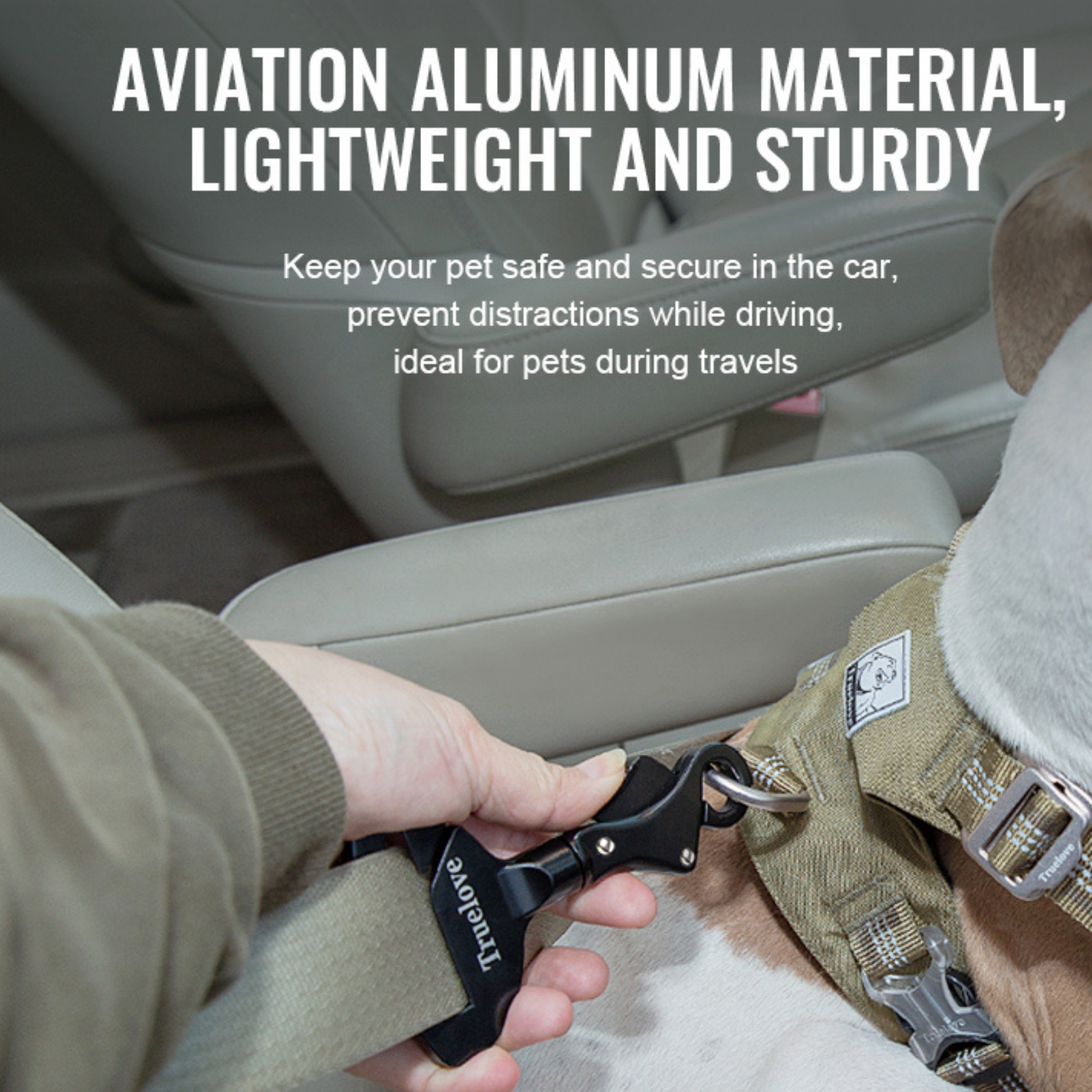 Black seat belt connector clip for pet travel